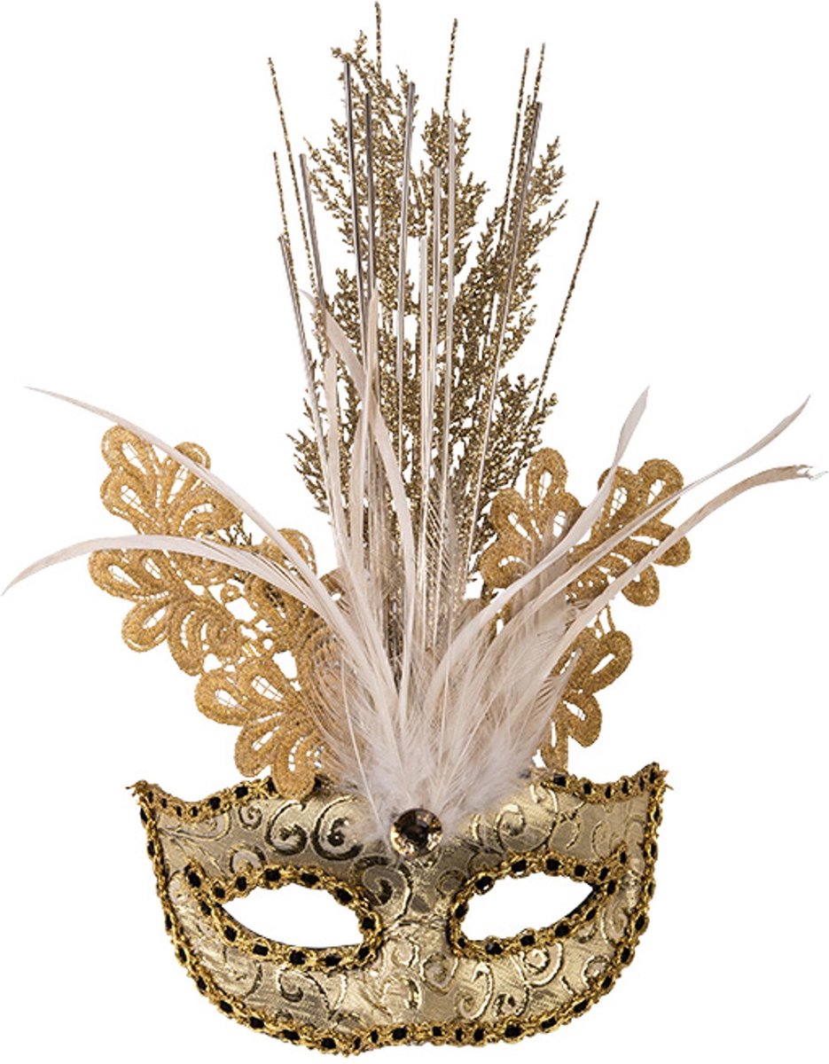 CARNIVAL TOYS - Luxe goudkleurig oogmasker voor vrouwen - Maskers > Venetiaanse maskers